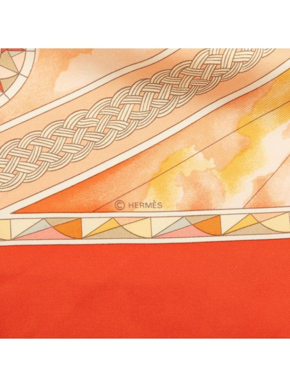Hermes Carre 90 Magnificent Frigate Fregates Magnifiques Scarf Orange Multicolor - Picture 4 of 8